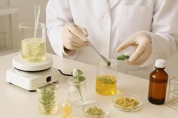 Serenique Beauty laboratoriyasında serum partiyasının qarışdırılması