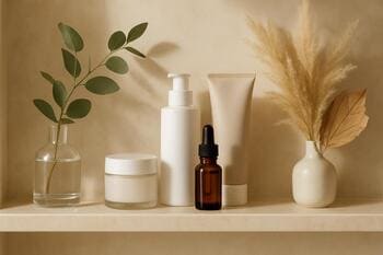 Serenique Beauty məhsulları ilə səliqəli vanna otağı rəfi