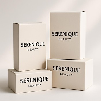 Serenique Beauty məhsul qutularının üst-üstə düzülmüş paket görüntüsü