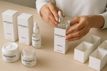 Serenique Beauty laboratoriyasında flakon və bankaların qablaşdırma xətti