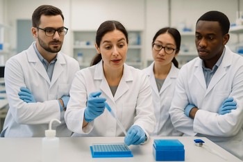 Serenique Beauty laboratoriya komandasının stol ətrafında təlim sessiyası